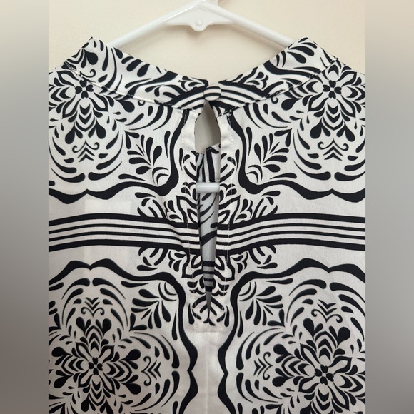 LOFT Sleeveless Tile Print Midi Dress Women’s XL NWT Black & White Ruffle Hem - Picture 8 of 12